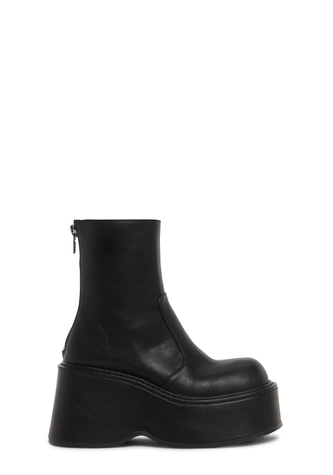 Current Mood Vegan Leather Ankle Boots With Back Zip Closures - Black