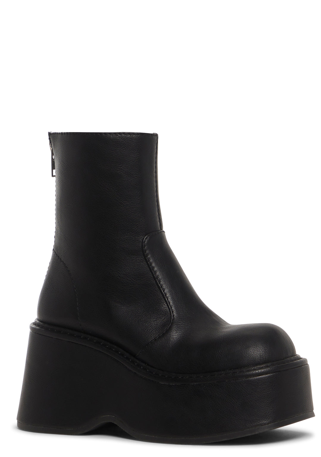 Current Mood Vegan Leather Ankle Boots With Back Zip Closures - Black - Image 2