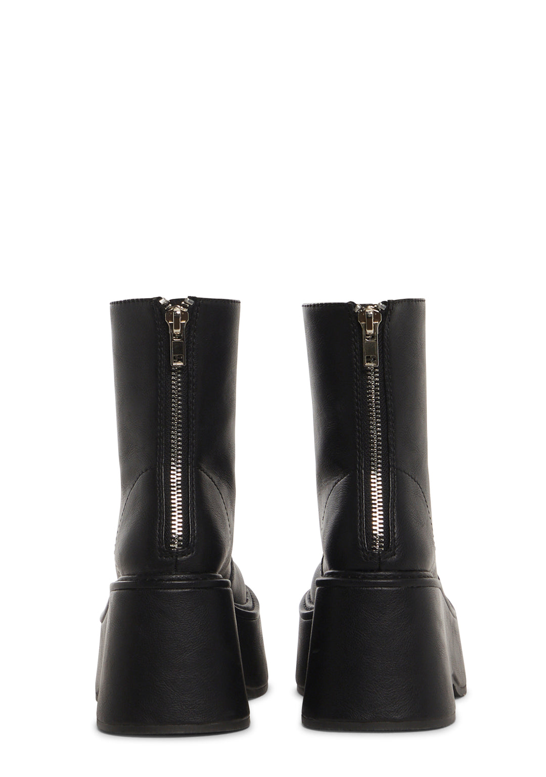 Current Mood Vegan Leather Ankle Boots With Back Zip Closures - Black - Image 3