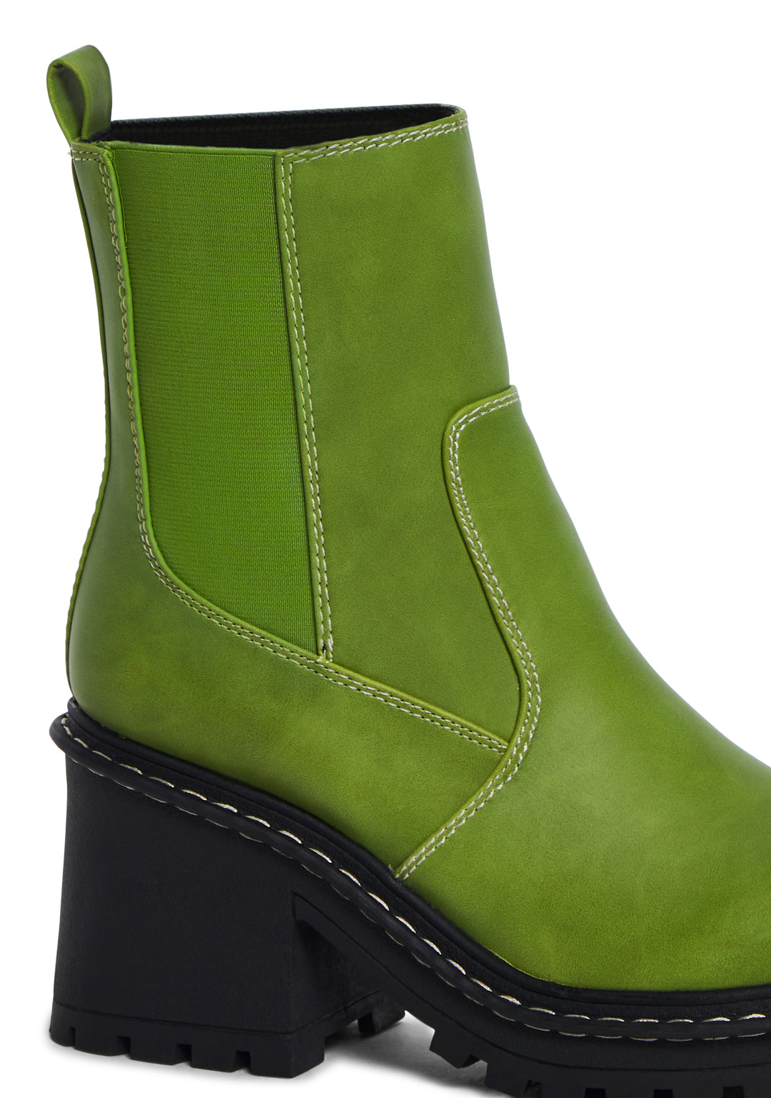 Delia's Vegan Leather Ankle Boots With Elastic Side Panels - Green - Image 2