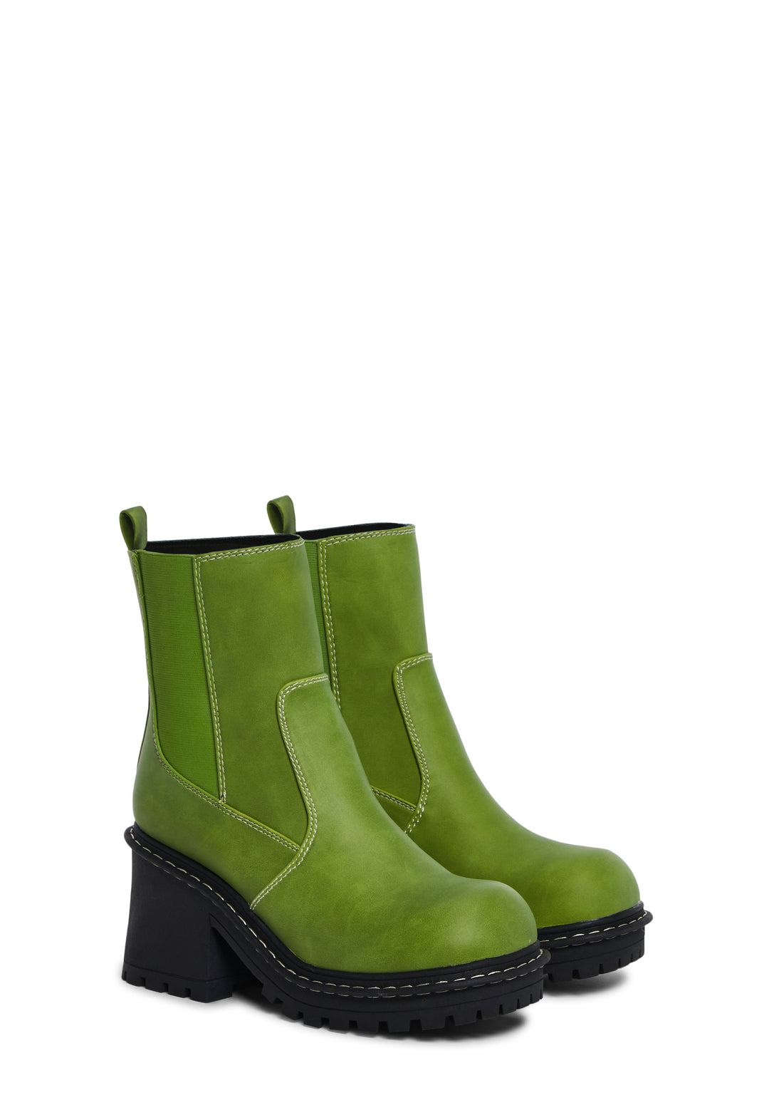 Delia's Vegan Leather Ankle Boots With Elastic Side Panels - Green - Image 3