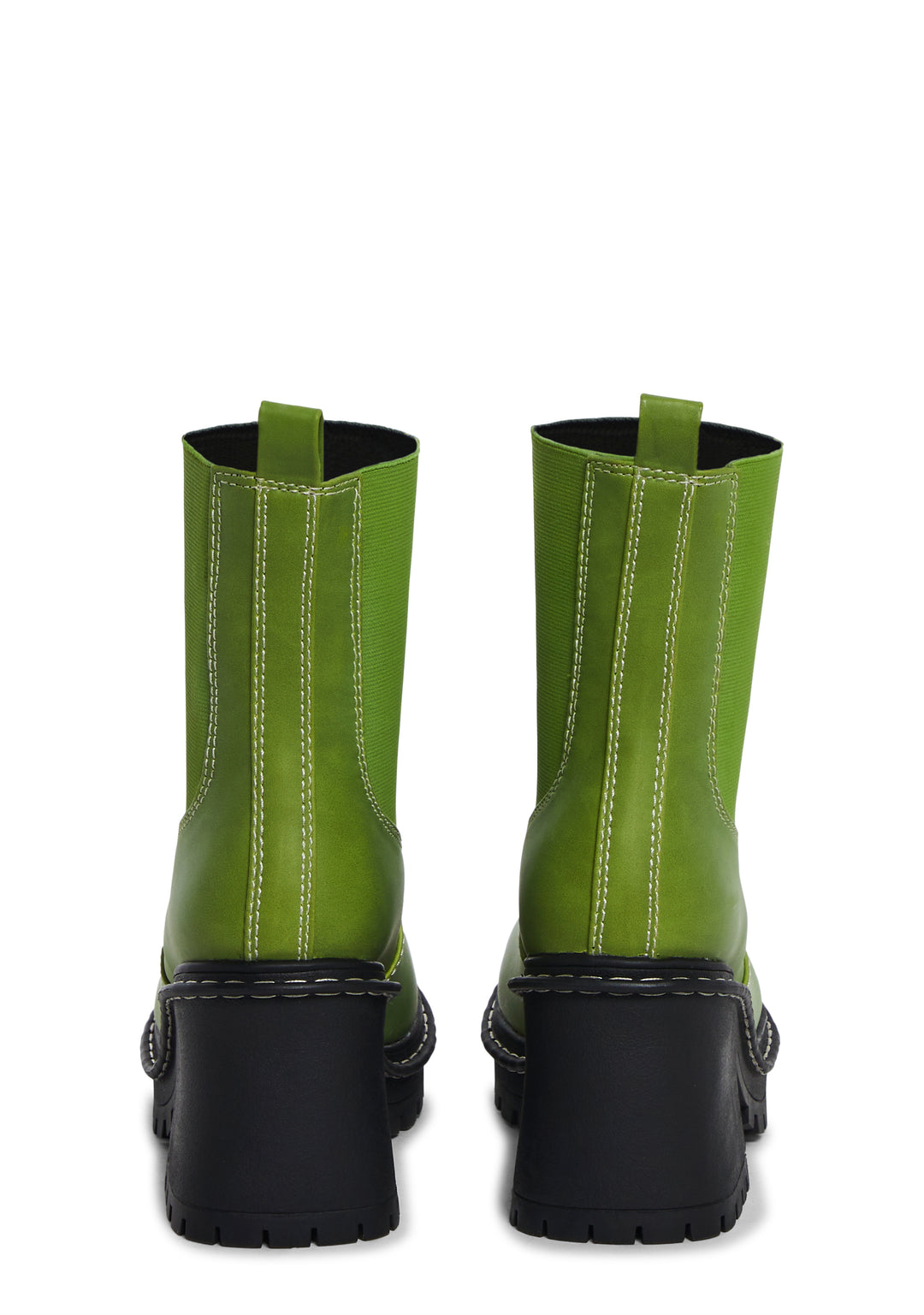 Delia's Vegan Leather Ankle Boots With Elastic Side Panels - Green - Image 4