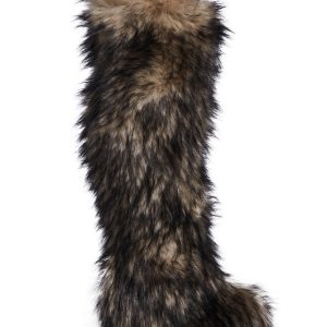 Club Exx Faux Fur Pull-On Thigh High Platform Boots - Off White