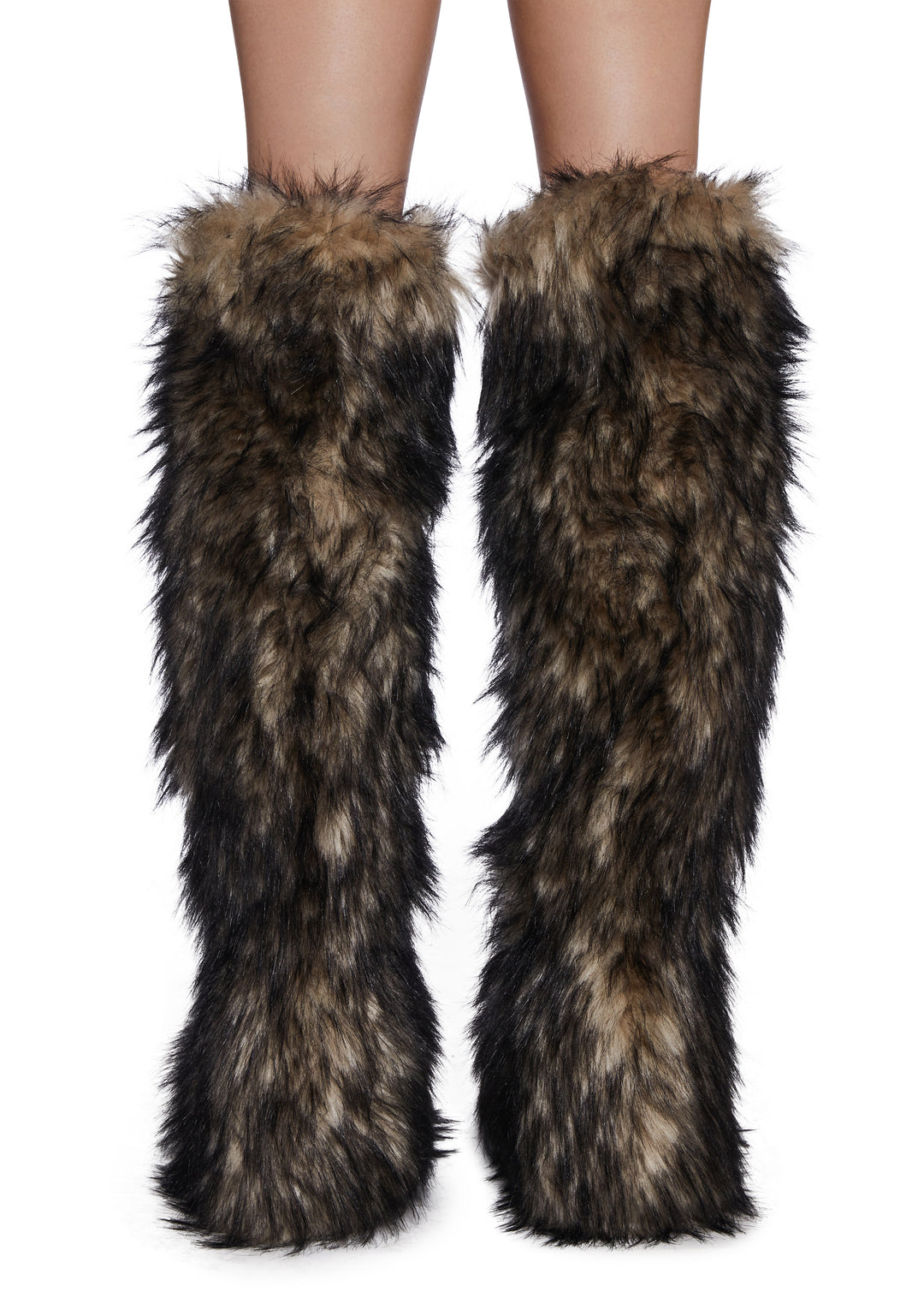 Club Exx Faux Fur Pull-On Thigh High Platform Boots - Off White - Image 4