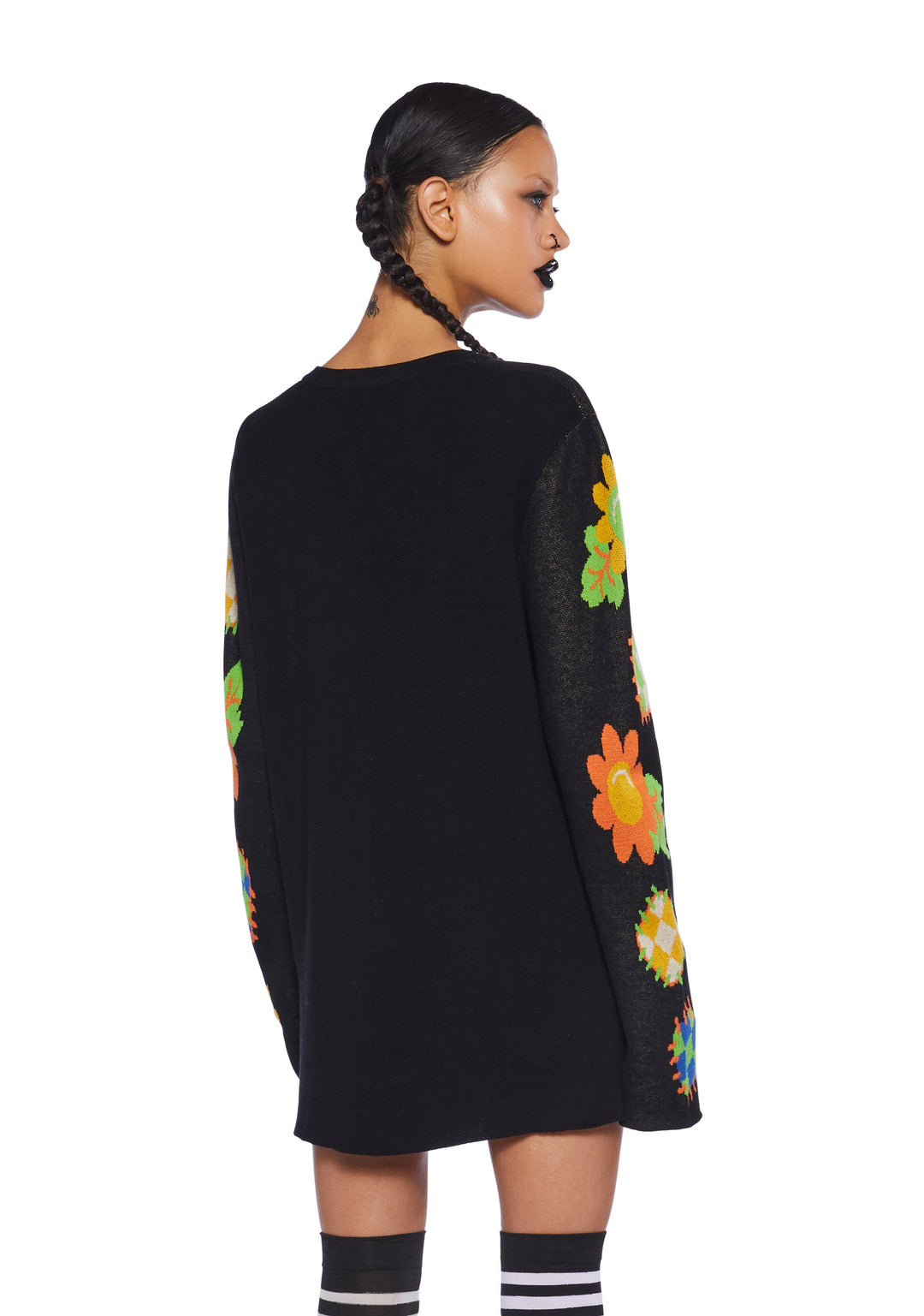 Oversized Halloween Womans Harvest Scarecrow Knit Sweater - Multi - Image 4