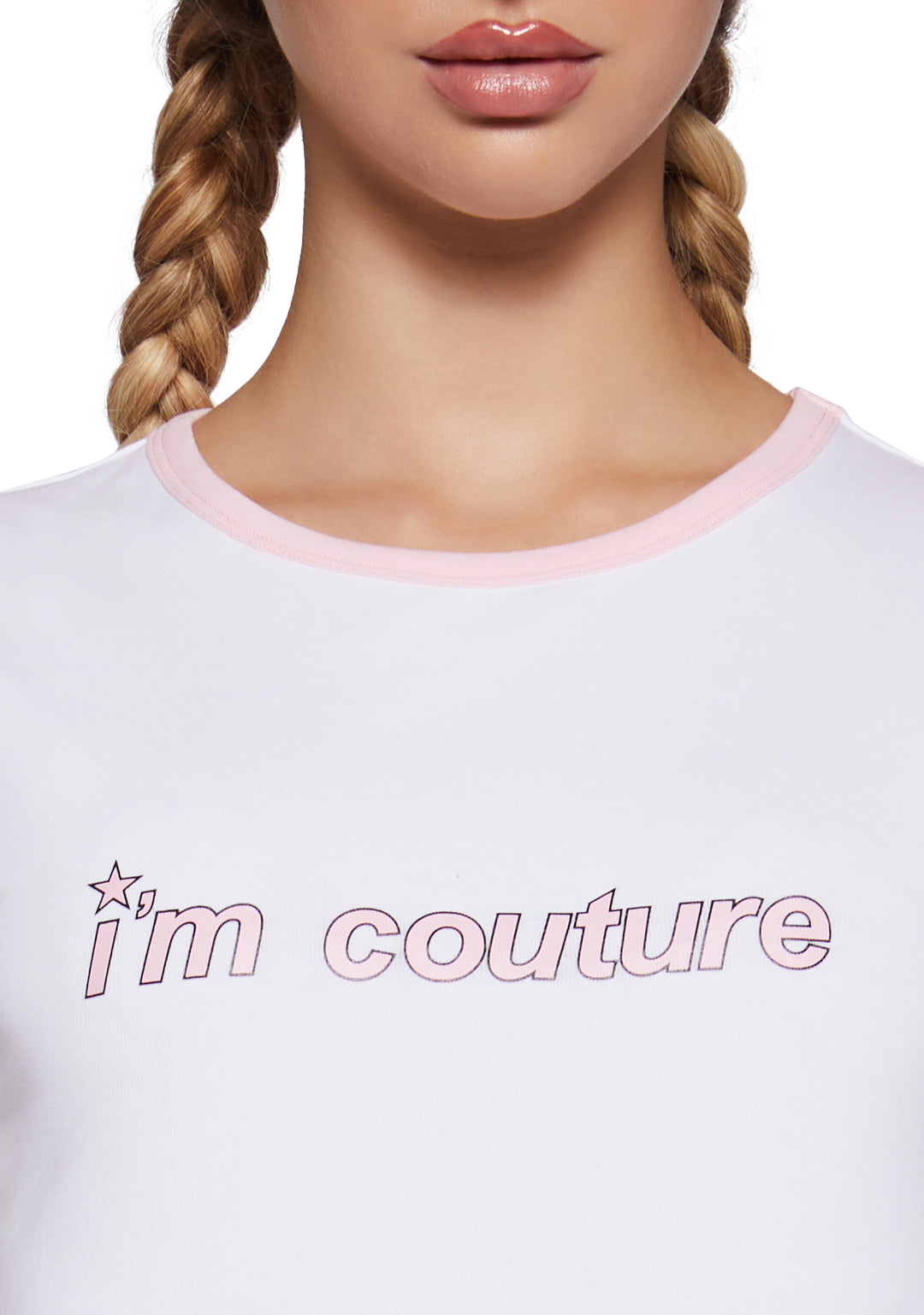 I'm Couture Stretchy Knit Cropped Baby Tee Generation Kiss - White - Image 5