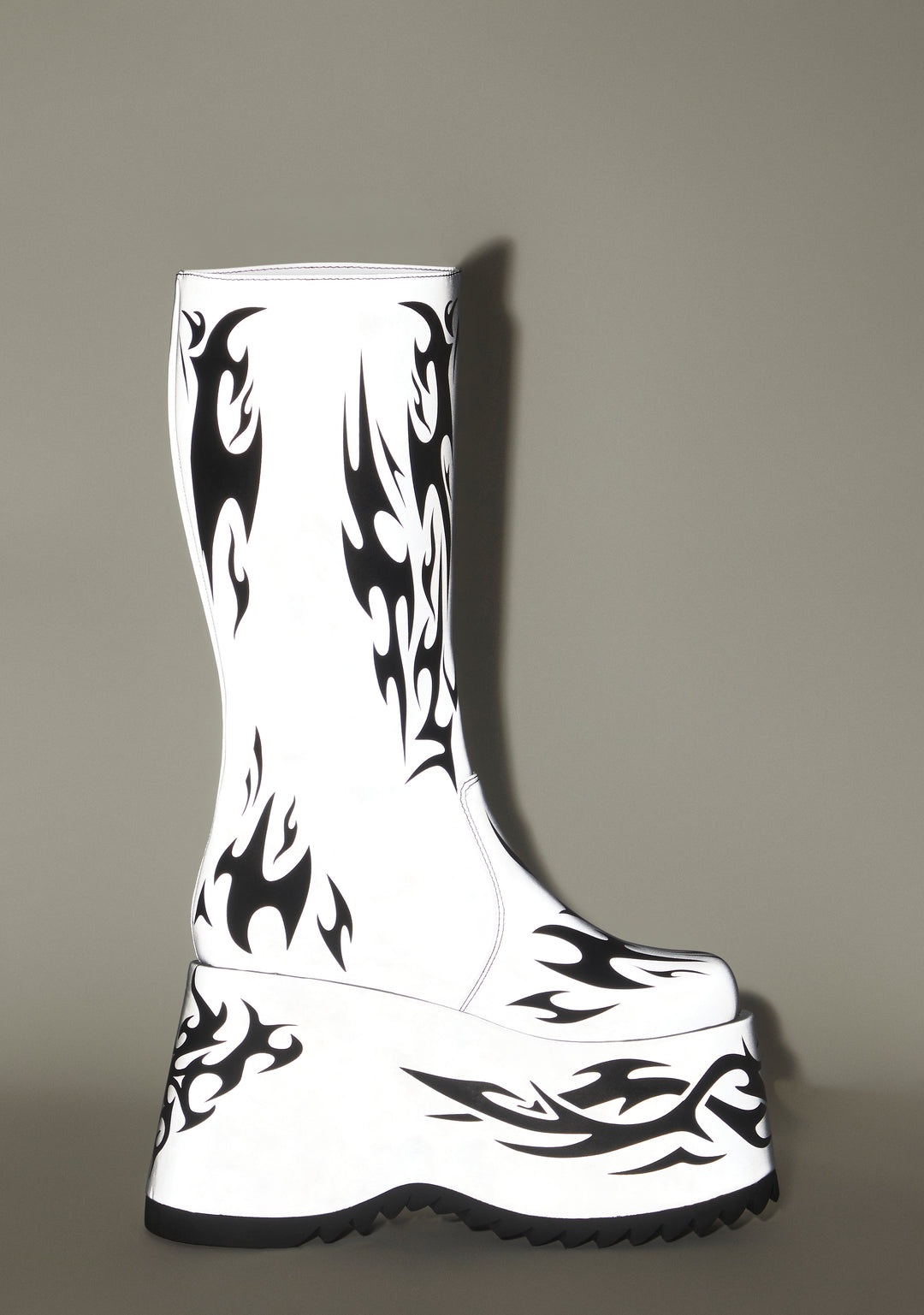 Club Exx Reflective Tattoo Platform Boots - Gray - Image 2