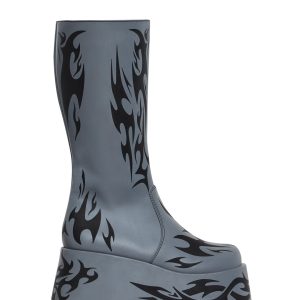 Club Exx Reflective Tattoo Platform Boots - Gray