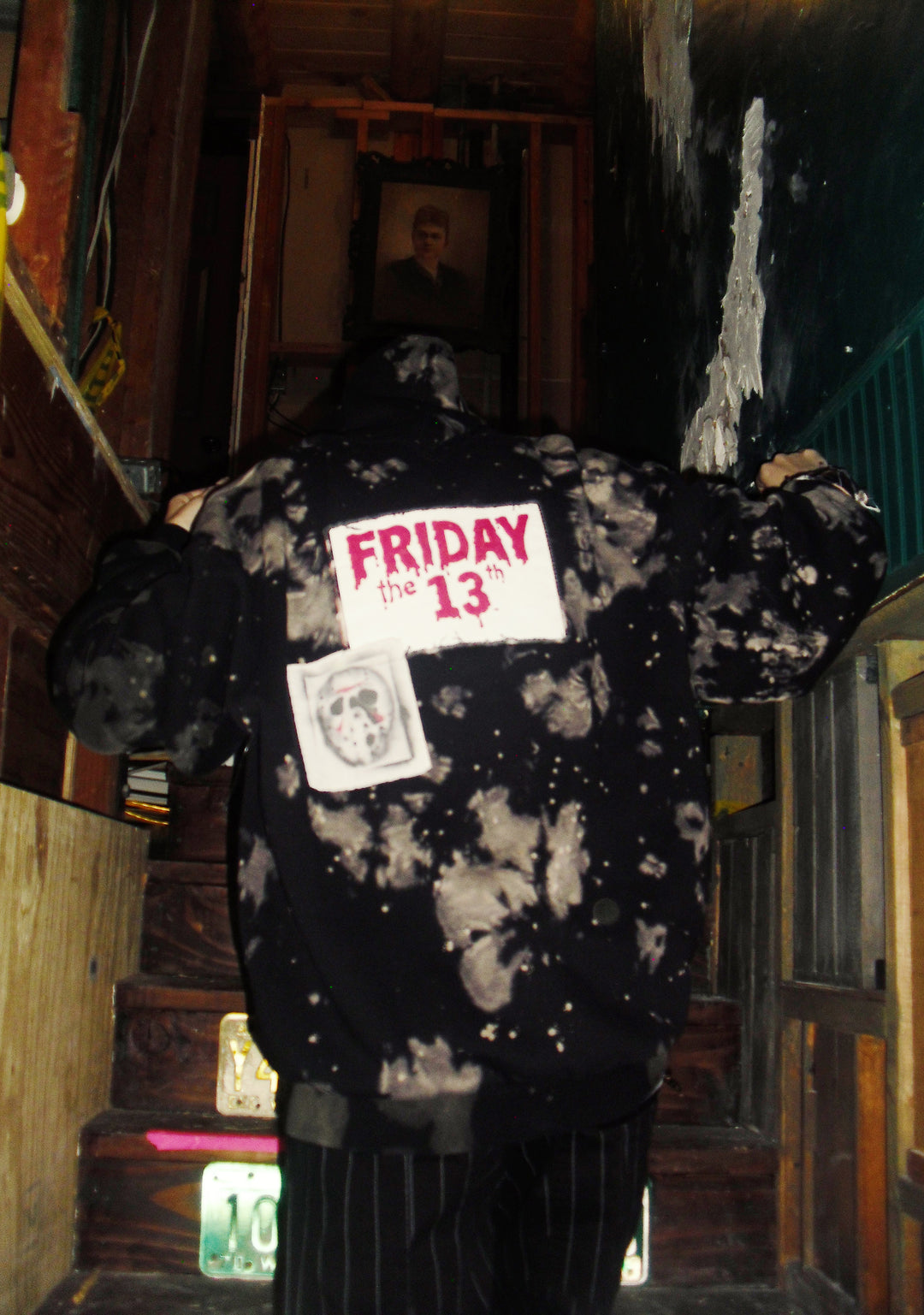 Dolls Kill x Friday the 13th Jason Voorhees Horror Slasher Movie Mask Distressed Zip-Up Hoodie - Black - Image 8