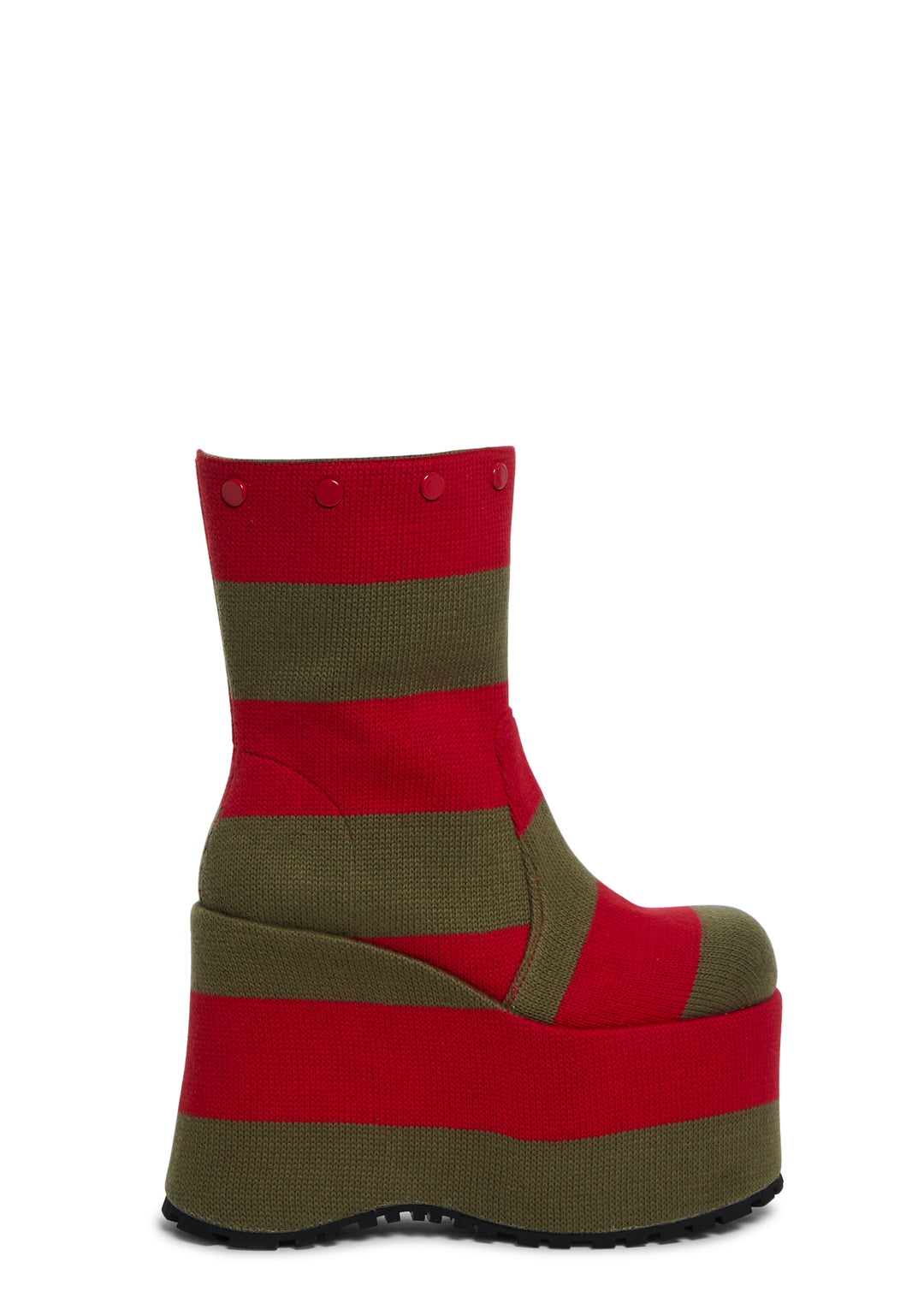 Dolls Kill x Nightmare on Elm Street Freddy Krueger Slasher Horror Striped Sweater Vegan Leather Platform Boots - Colorblock - Image 5