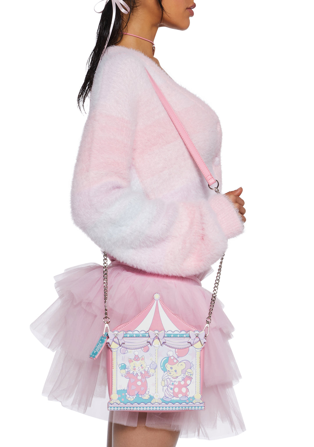 Sugar Thrillz Circus Tent Bag With Cat Bear Clown Graphics - Multi - Image 2