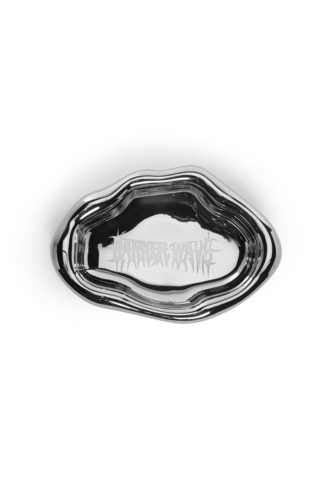 Darker Wavs Stainless Steel Wavy Puddle Shaped Logo Etched Trinket Tray - Silver
