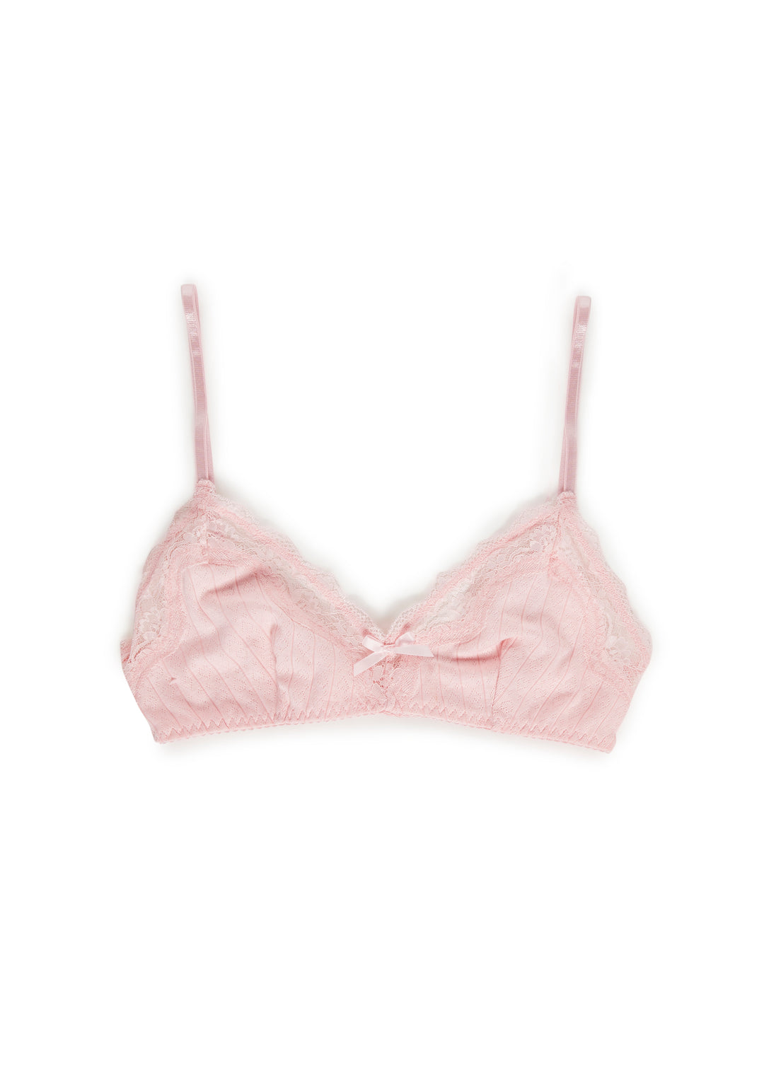 Sugar Thrillz Pointelle Knit Lace Bow Bralette - Pink - Image 6
