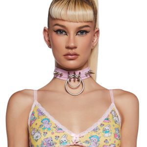Sugar Thrillz Stretchy Knit Lace All-Over Print Cute Cartoons Bra - Mutli