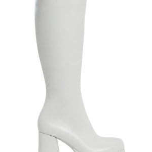 Sugar Thrillz Go Go Platform Boots With Side Zip Closures Girly Demure 60s Sexy - White