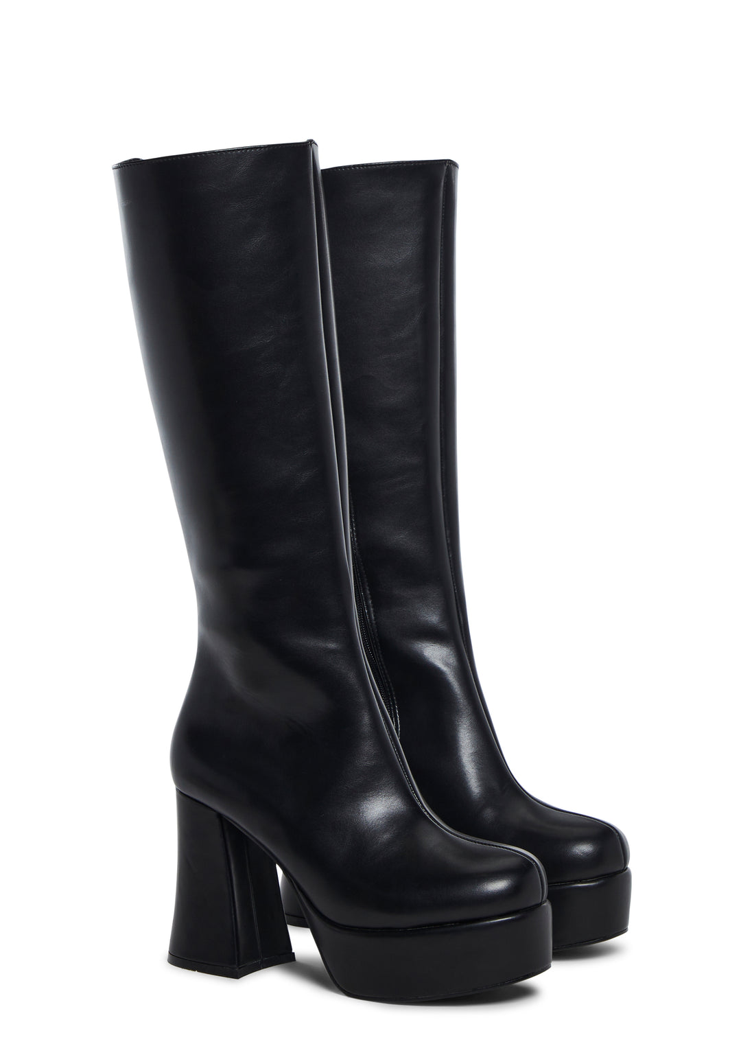 Sugar Thrillz Go Go Platform Boots With Side Zip Closures Girly Demure 60s Sexy - Black - Image 3