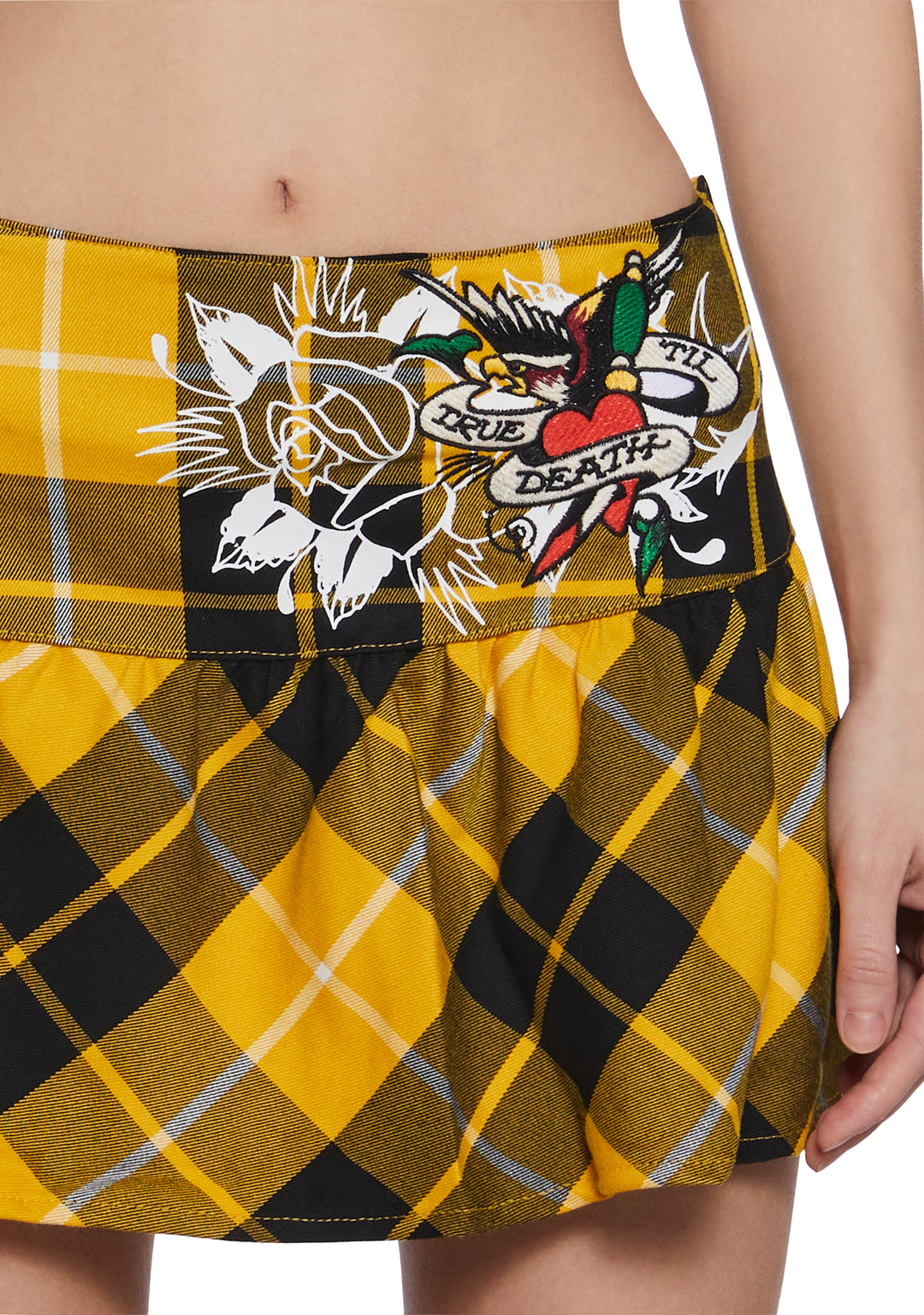 Ed Hardy True Eagle Plaid Miniskirt - Yellow - Image 7