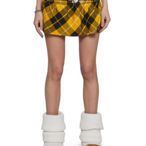 Ed Hardy True Eagle Plaid Miniskirt - Yellow