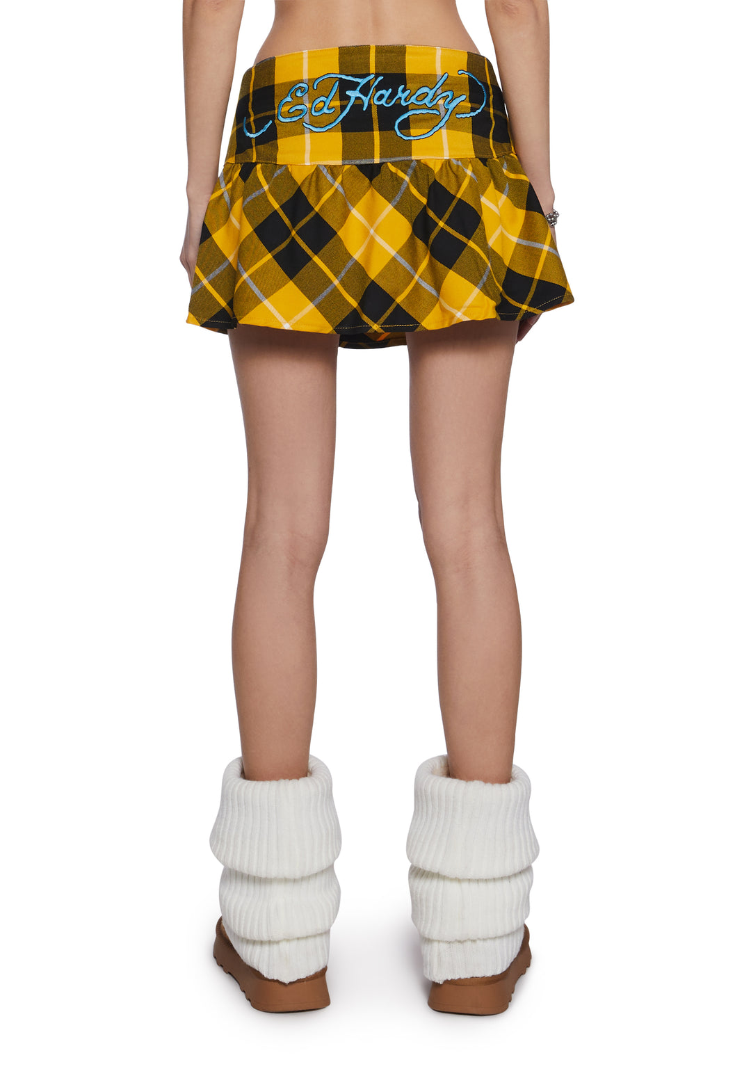 Ed Hardy True Eagle Plaid Miniskirt - Yellow - Image 5