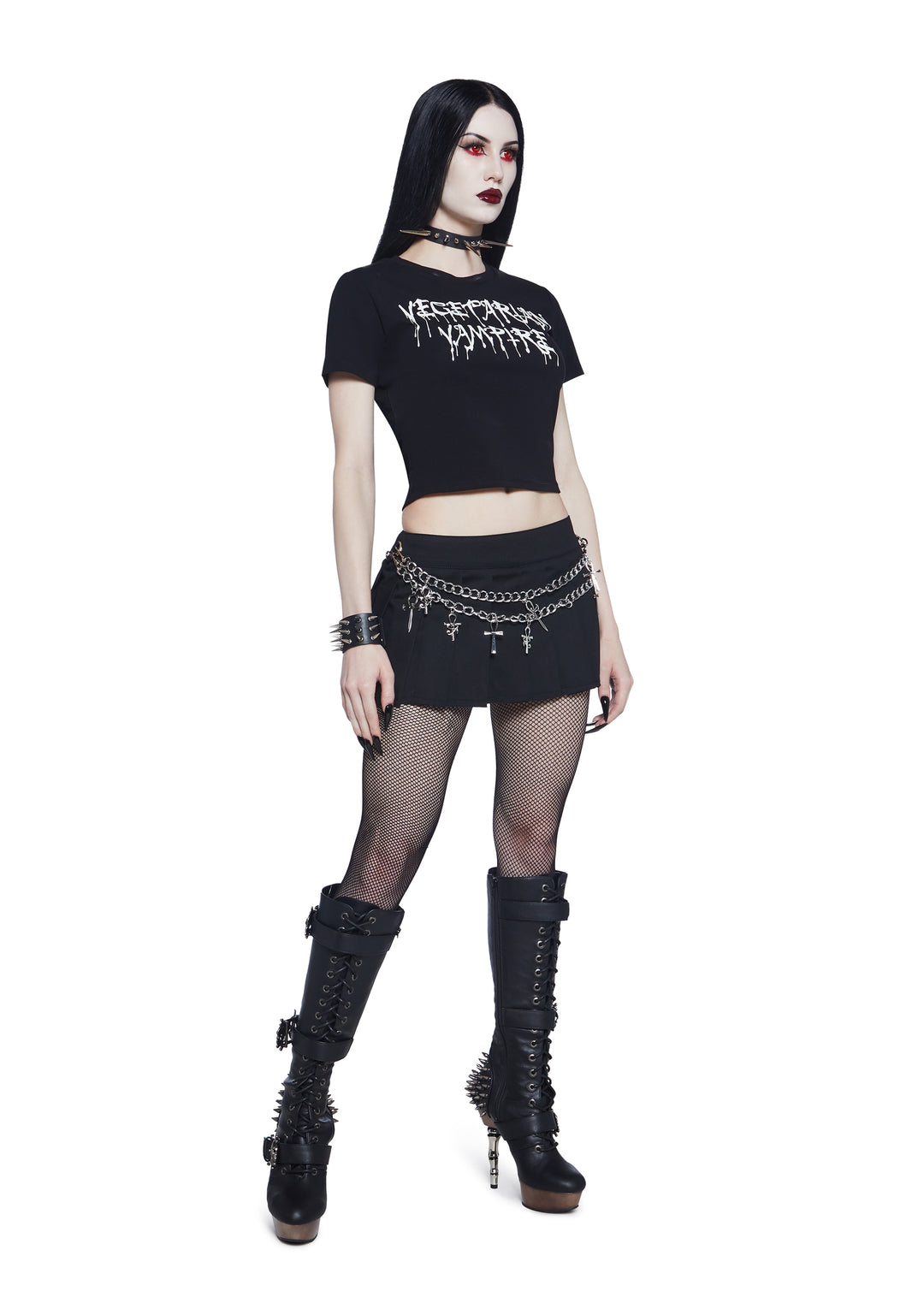 Widow Vegetarian Vampire Baby Tee Twilight Vampire - Black - Image 3