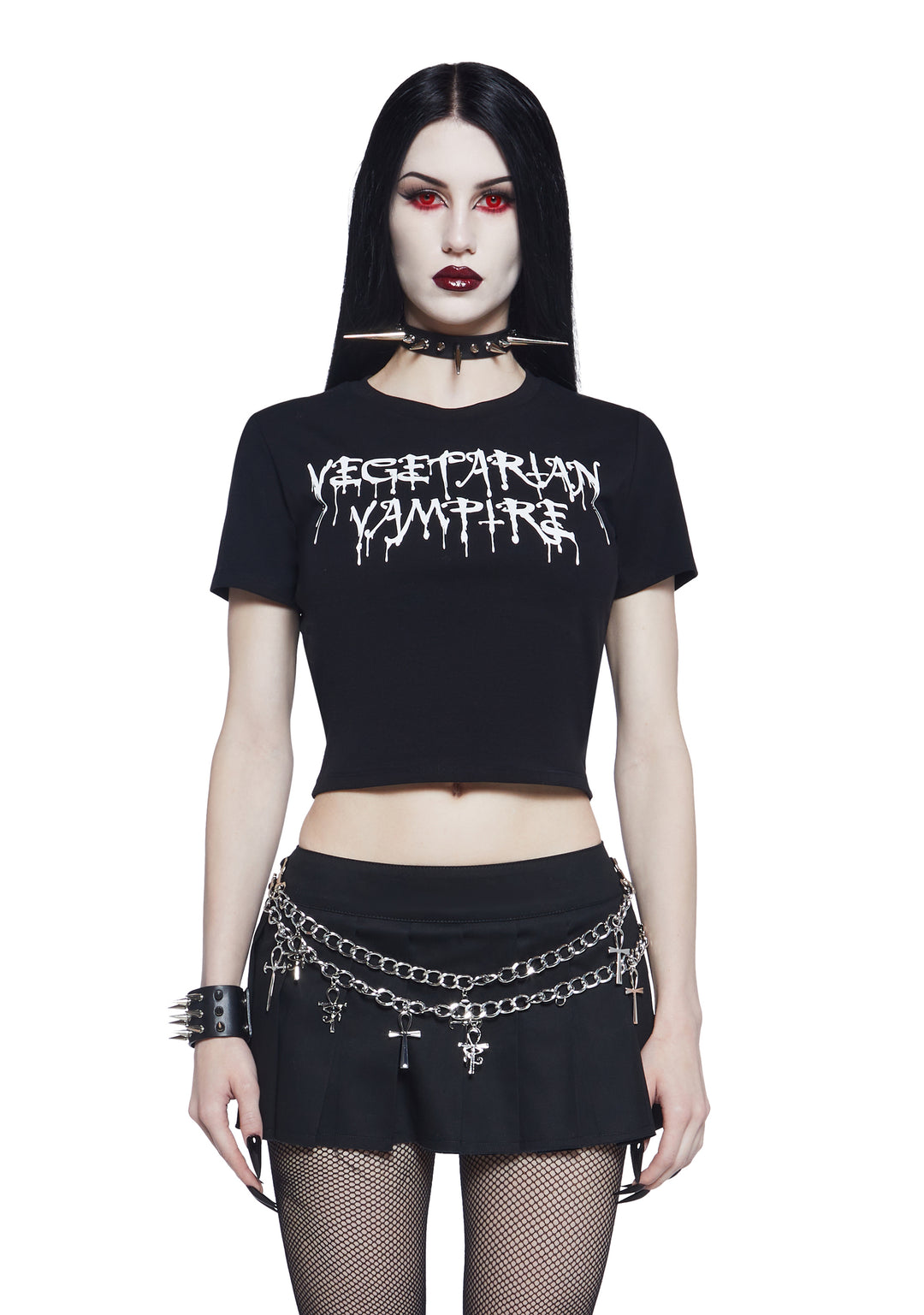 Widow Vegetarian Vampire Baby Tee Twilight Vampire - Black