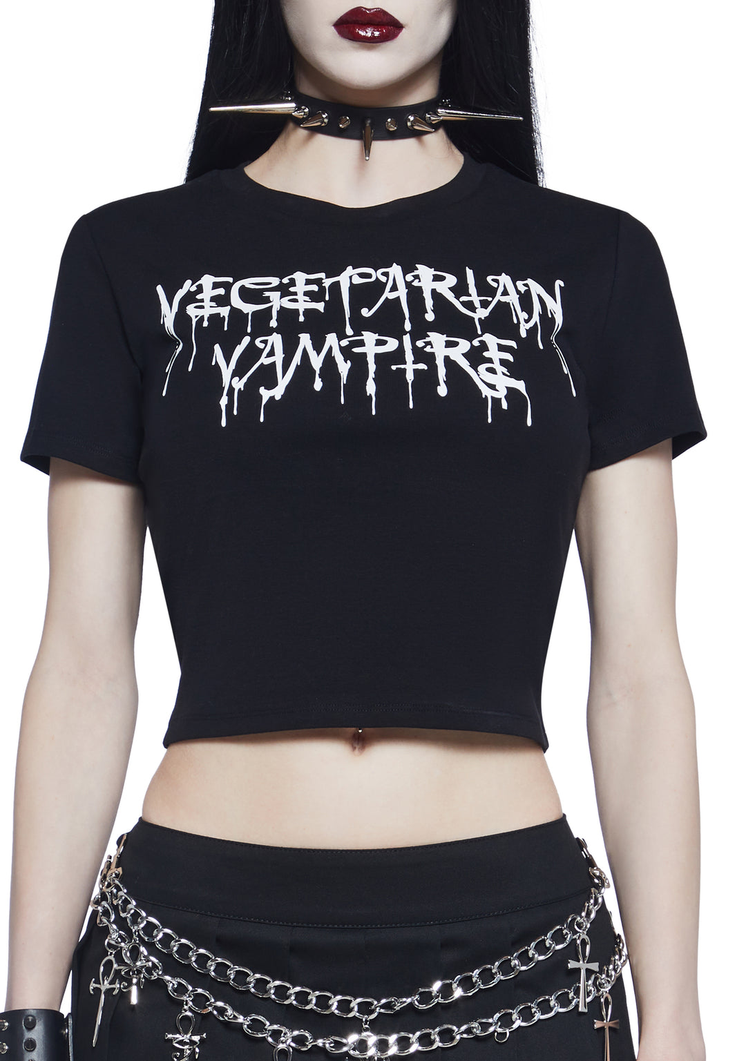 Widow Vegetarian Vampire Baby Tee Twilight Vampire - Black - Image 6