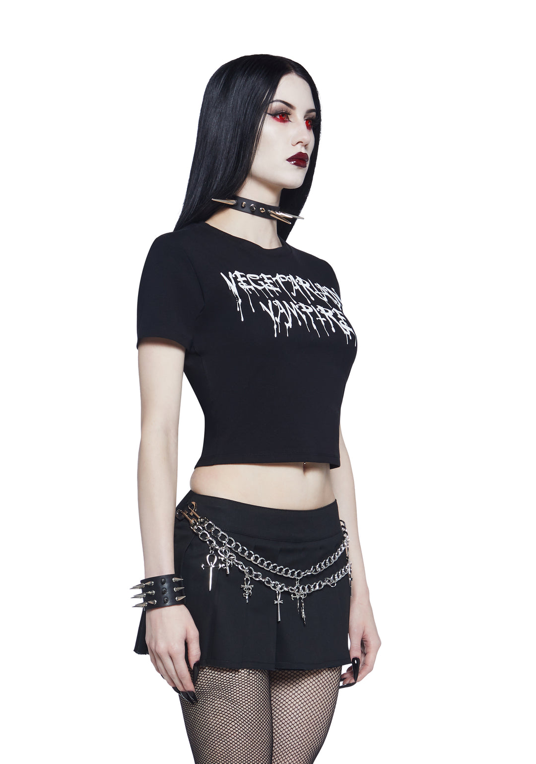 Widow Vegetarian Vampire Baby Tee Twilight Vampire - Black - Image 4