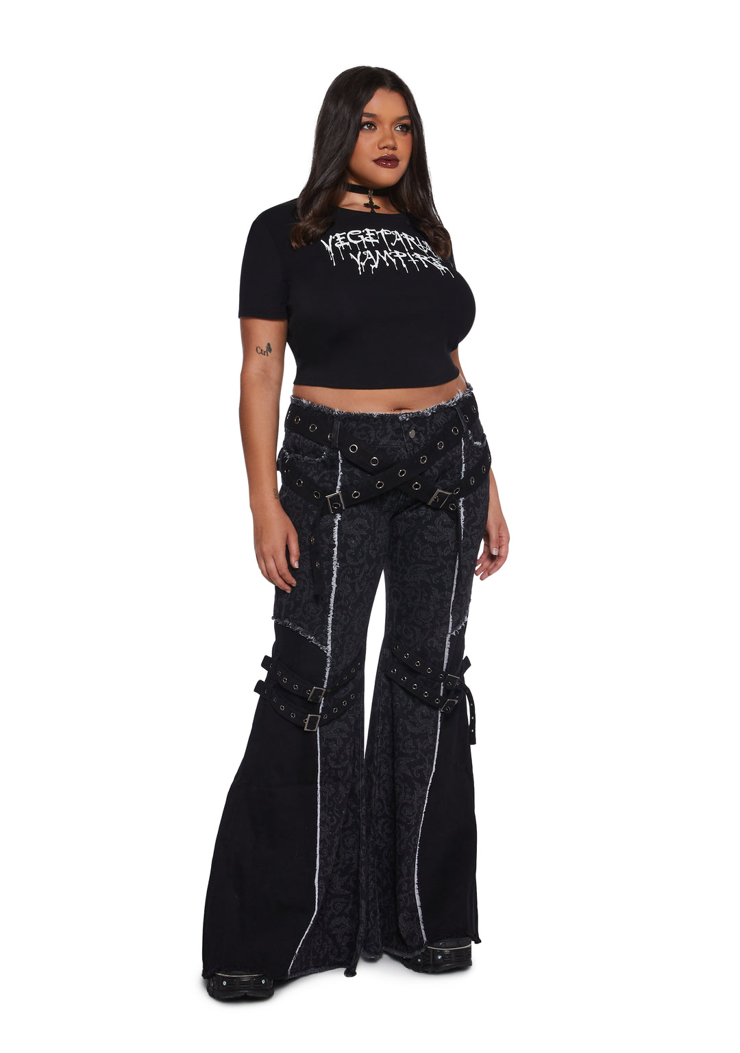 Widow Vegetarian Vampire Baby Tee Twilight Vampire - Black - Image 7