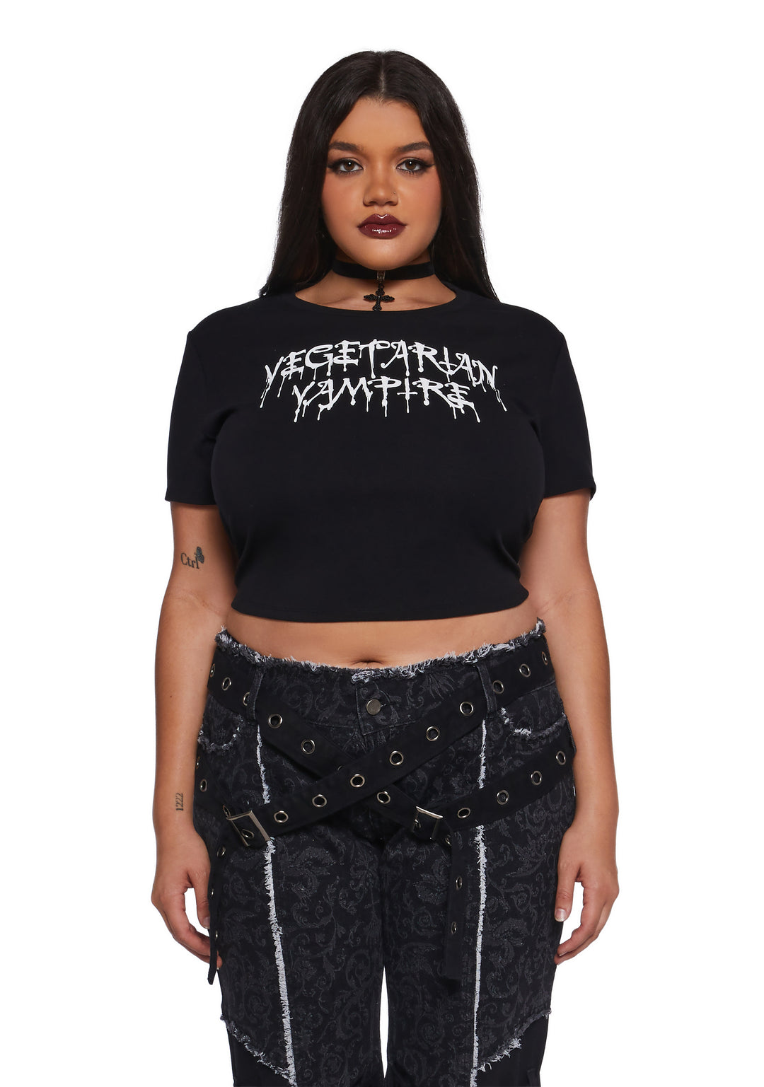 Widow Vegetarian Vampire Baby Tee Twilight Vampire - Black - Image 2