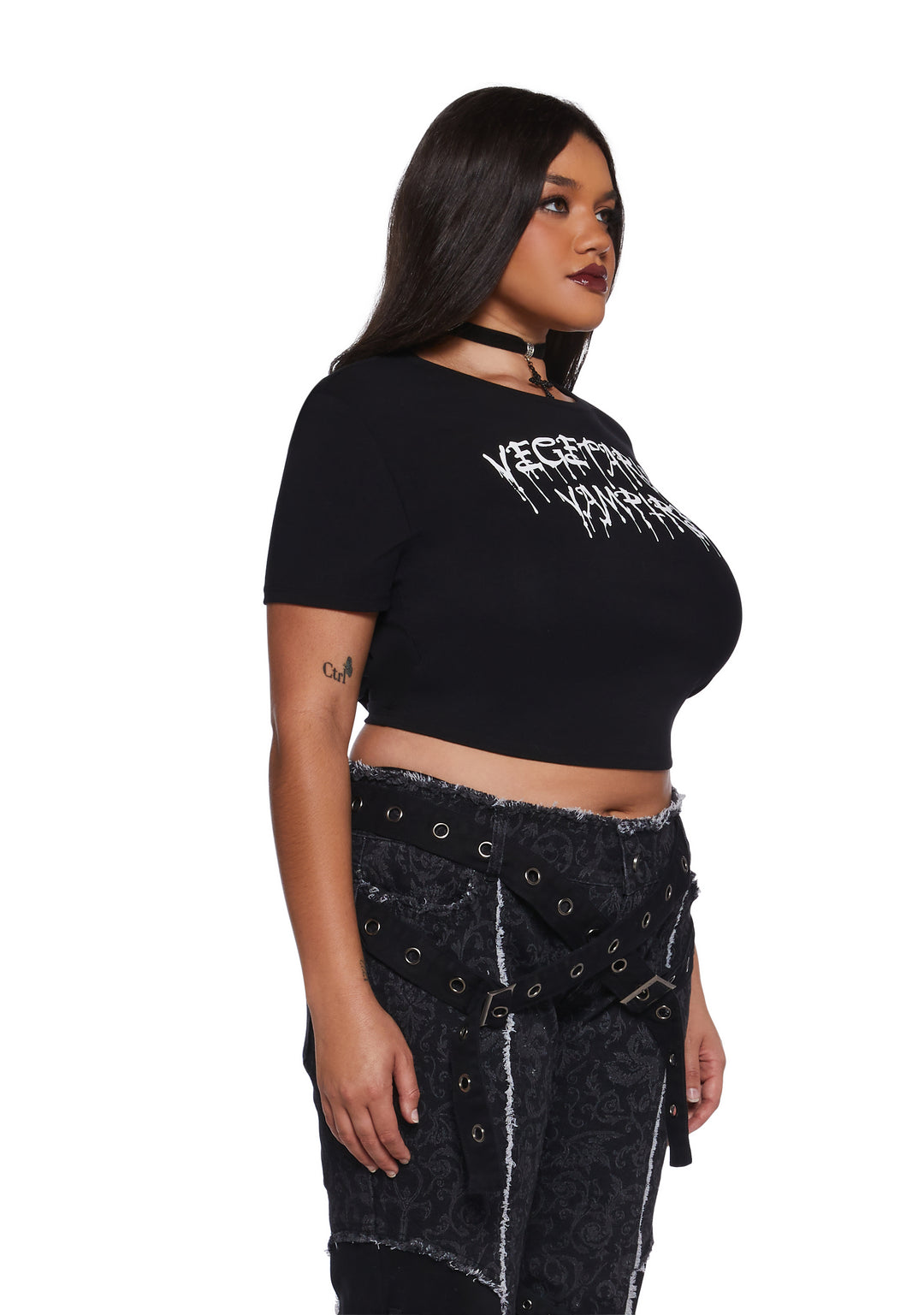 Widow Vegetarian Vampire Baby Tee Twilight Vampire - Black - Image 8