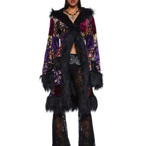 Current Mood Velvet Patchwork Floral Coat - Multi