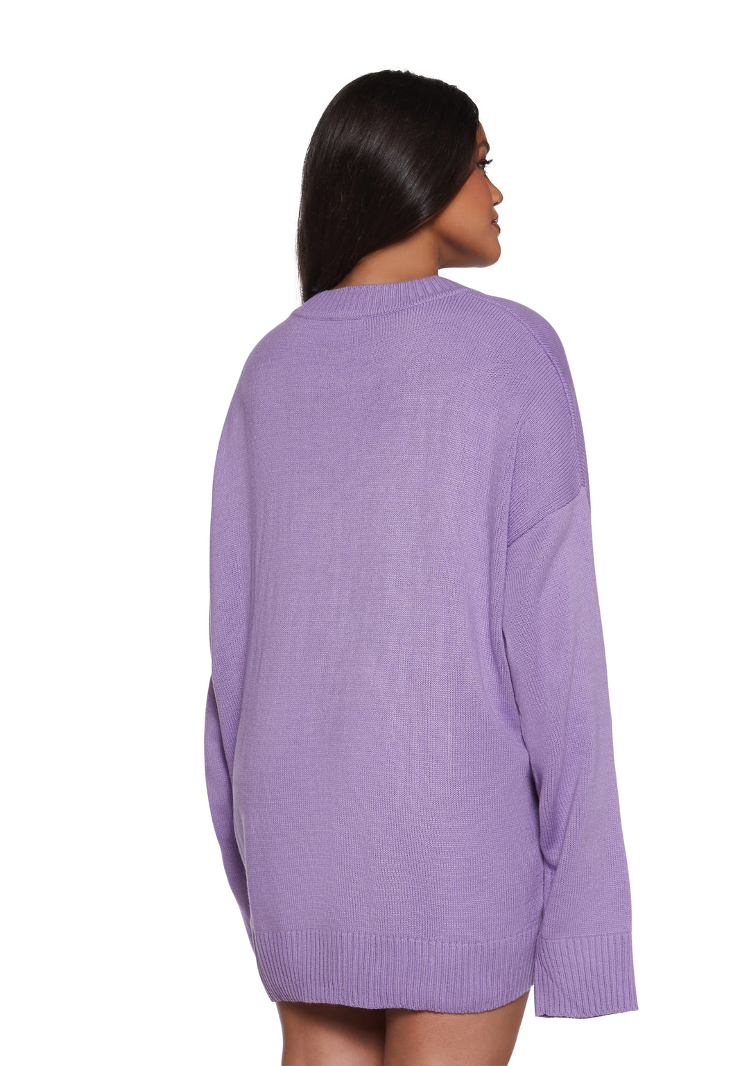 Teddy Bear Princess Intarsia Acrylic Knit Oversized Sweater Sugar Thrillz - Purple - Image 10
