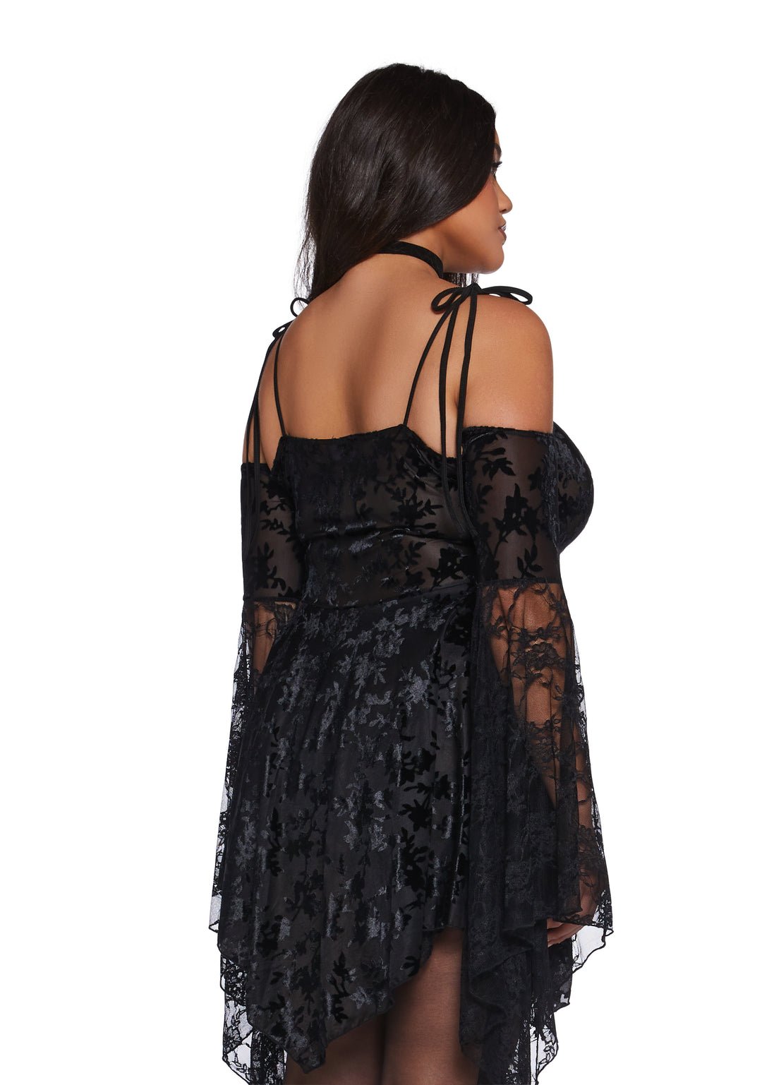 F Is For Fairies Handkerchief Floral Velvet Lace Dress Current Mood - Black - Image 11
