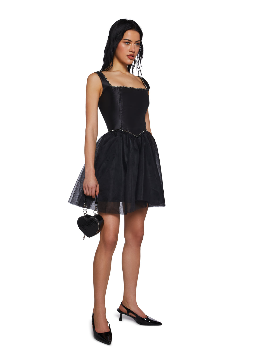 Satin Tulle Tutu Sleeveless Mini Corset Dress Sugar Thrillz - Black - Image 6