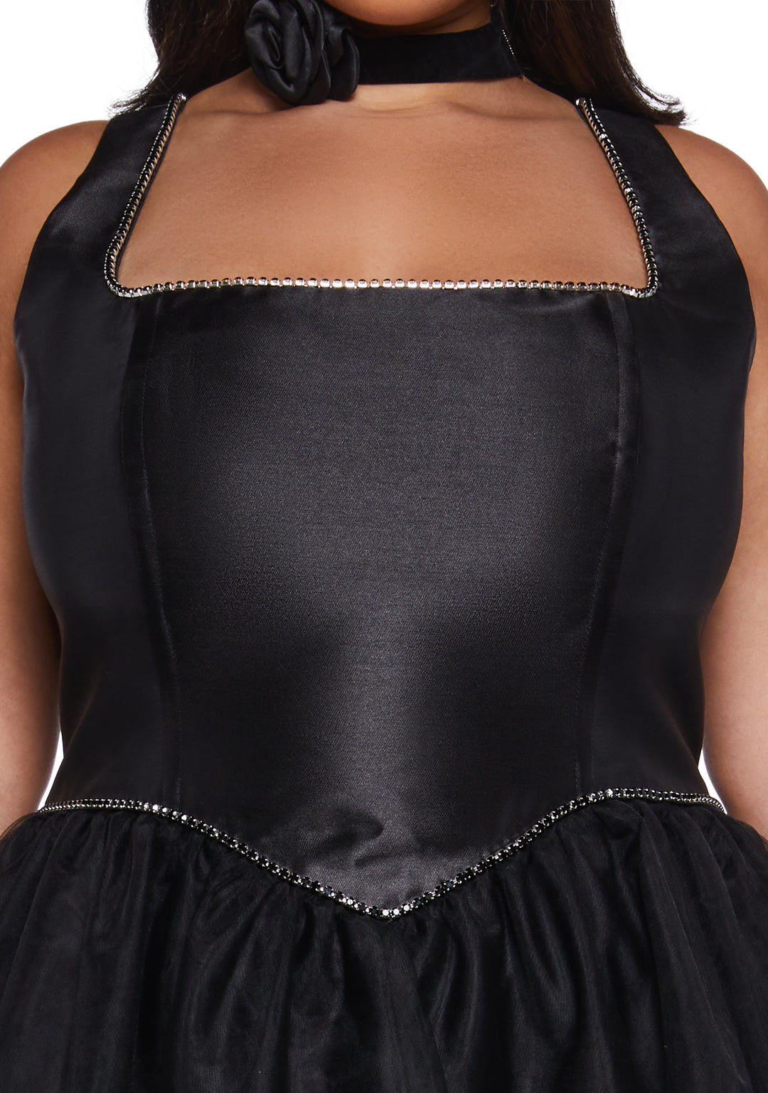 Satin Tulle Tutu Sleeveless Mini Corset Dress Sugar Thrillz - Black - Image 10