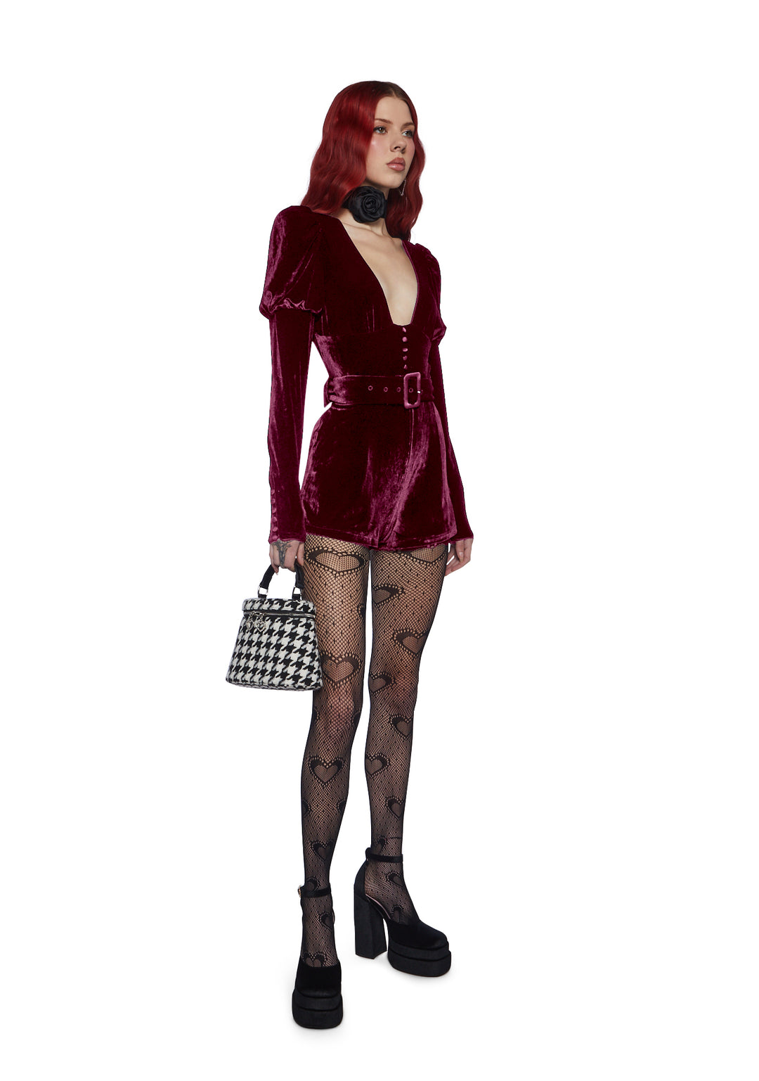 Velvet Long Sleeve Romper Sugar Thrillz - Pink - Image 5