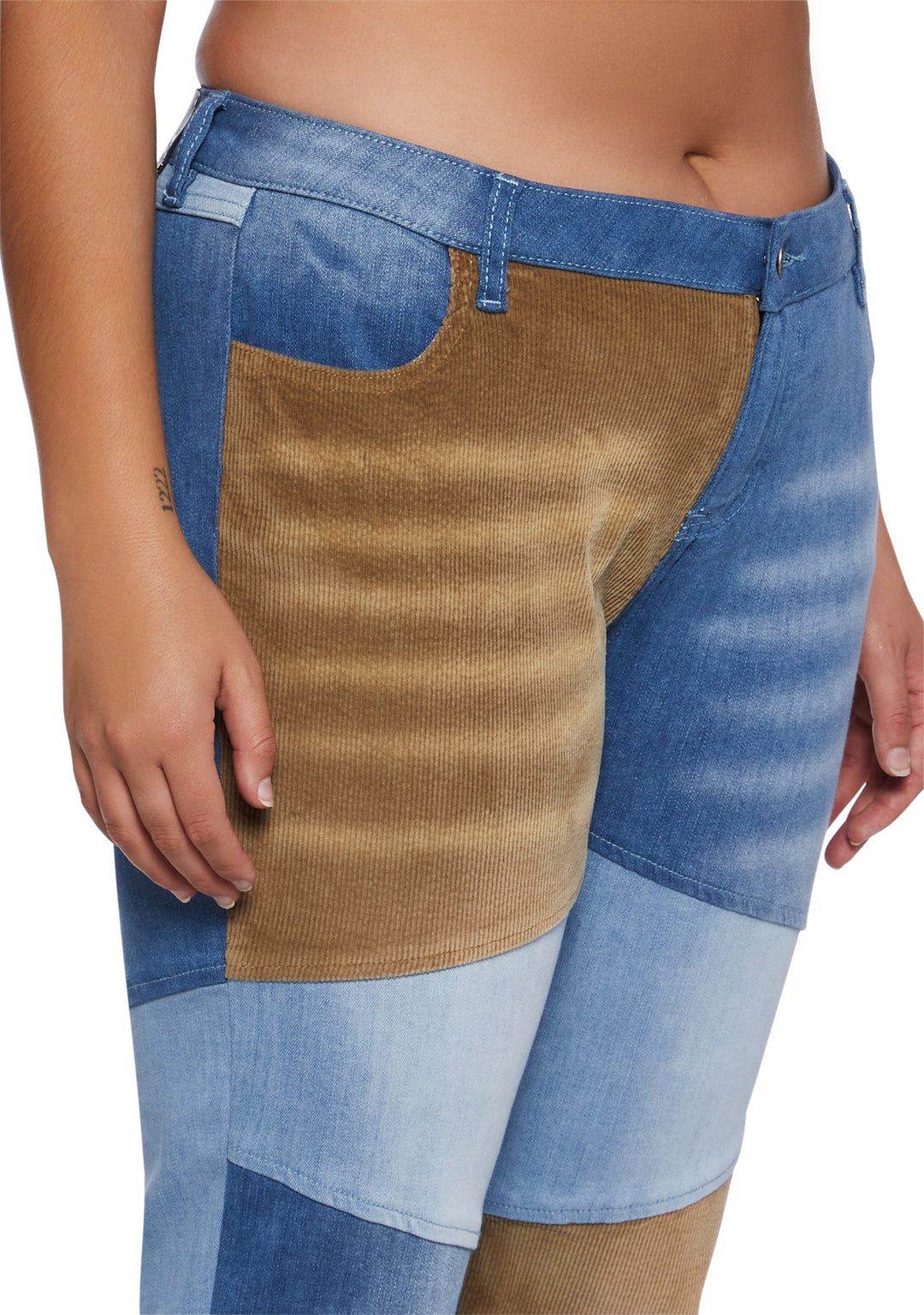 Patchwork Cord And Denim Flared Jeans - Delia's - Image 10