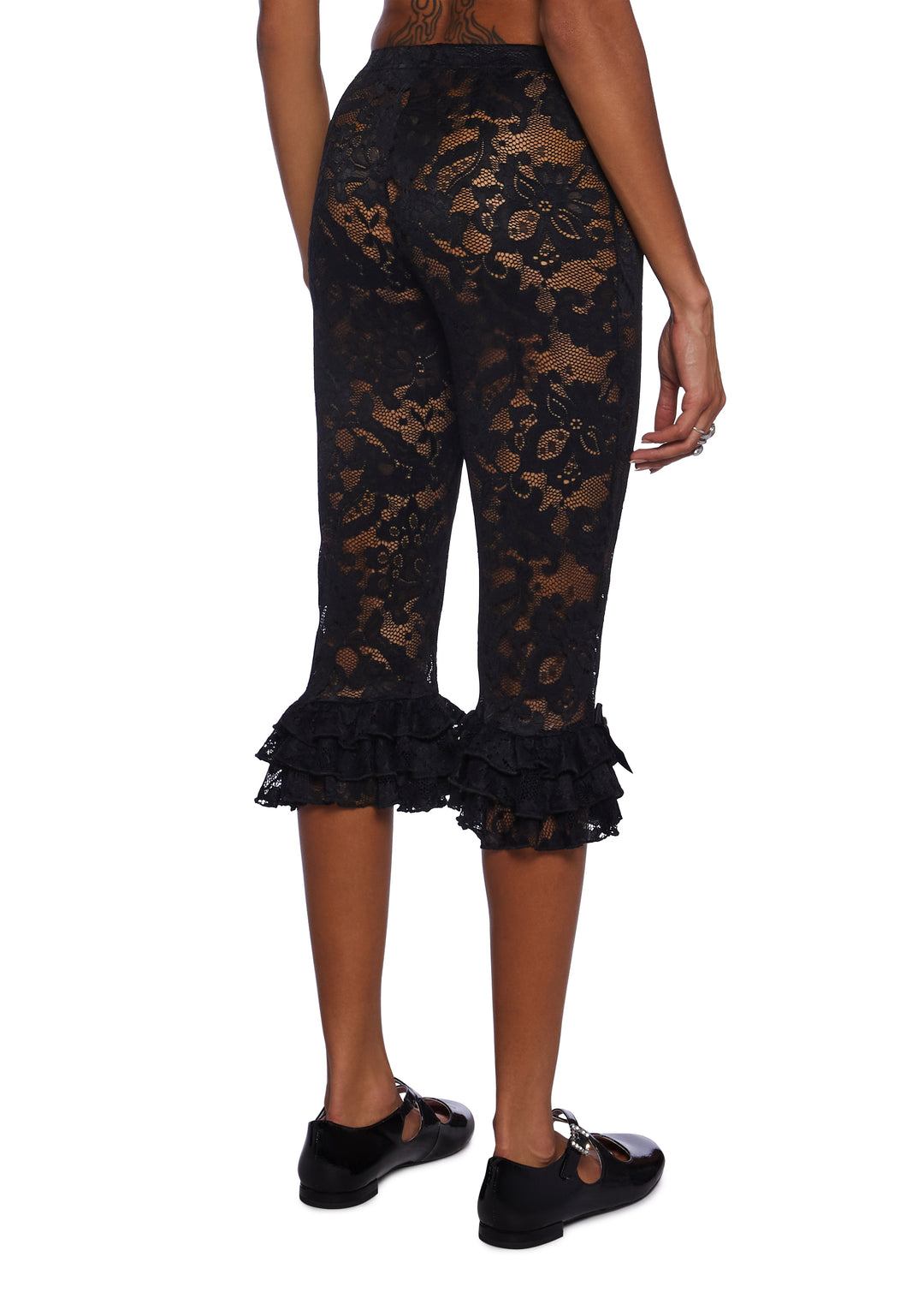 Sugar Thrillz Sheer Floral Lace Bow Pants - Black - Image 5