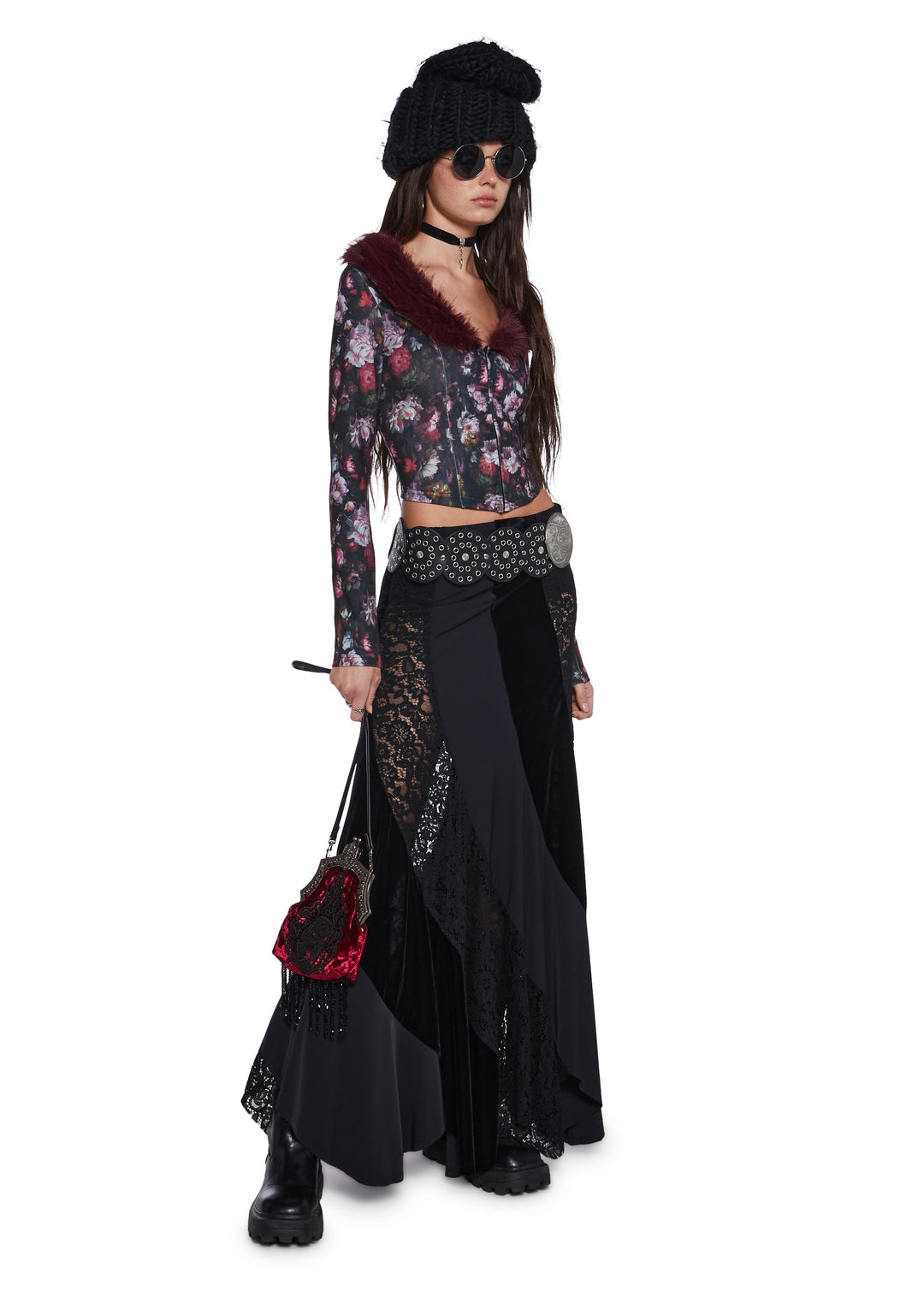 Current Mood Floral Print Cardigan With Faux Fur Trim - Multi - Image 3