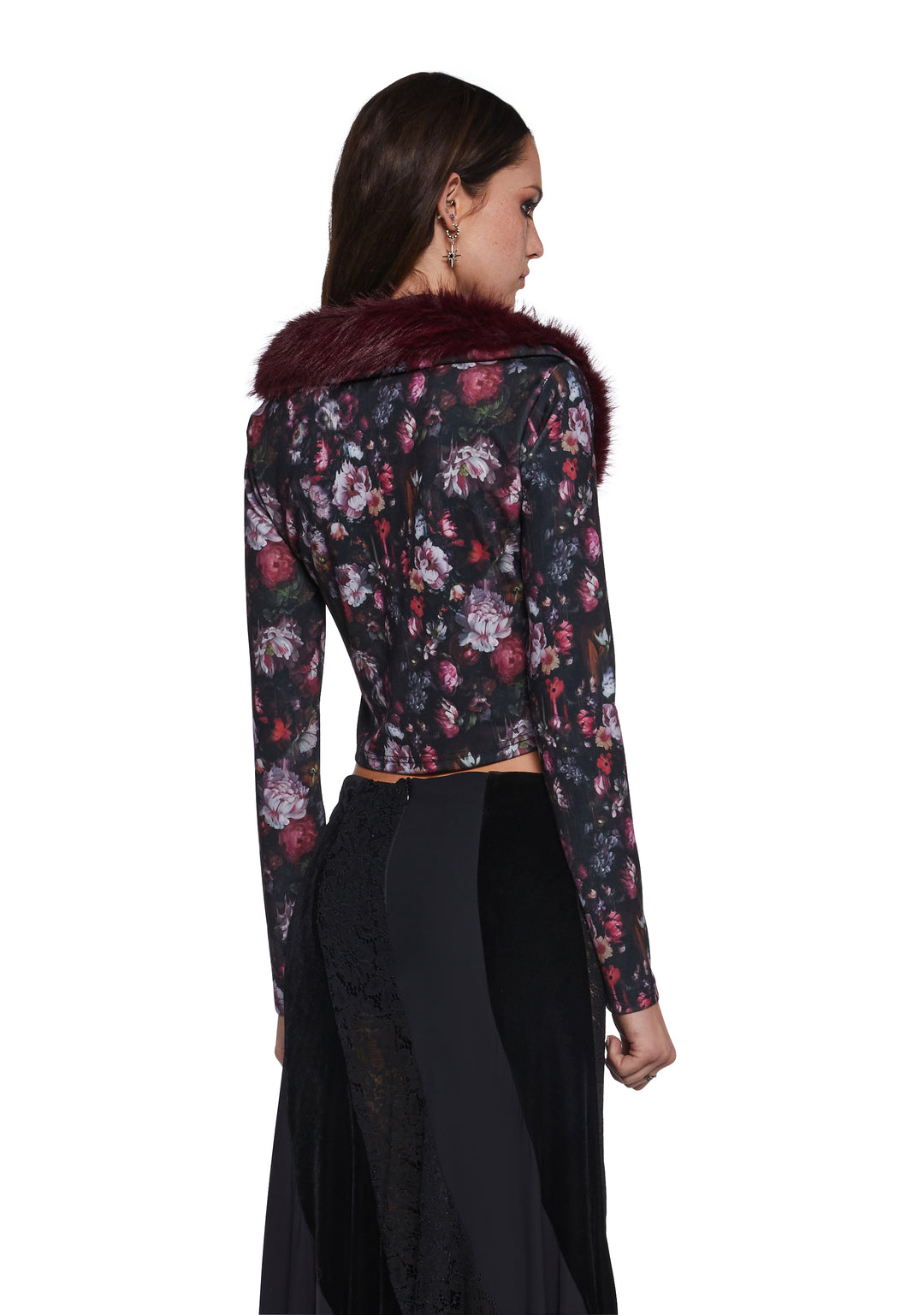 Current Mood Floral Print Cardigan With Faux Fur Trim - Multi - Image 5