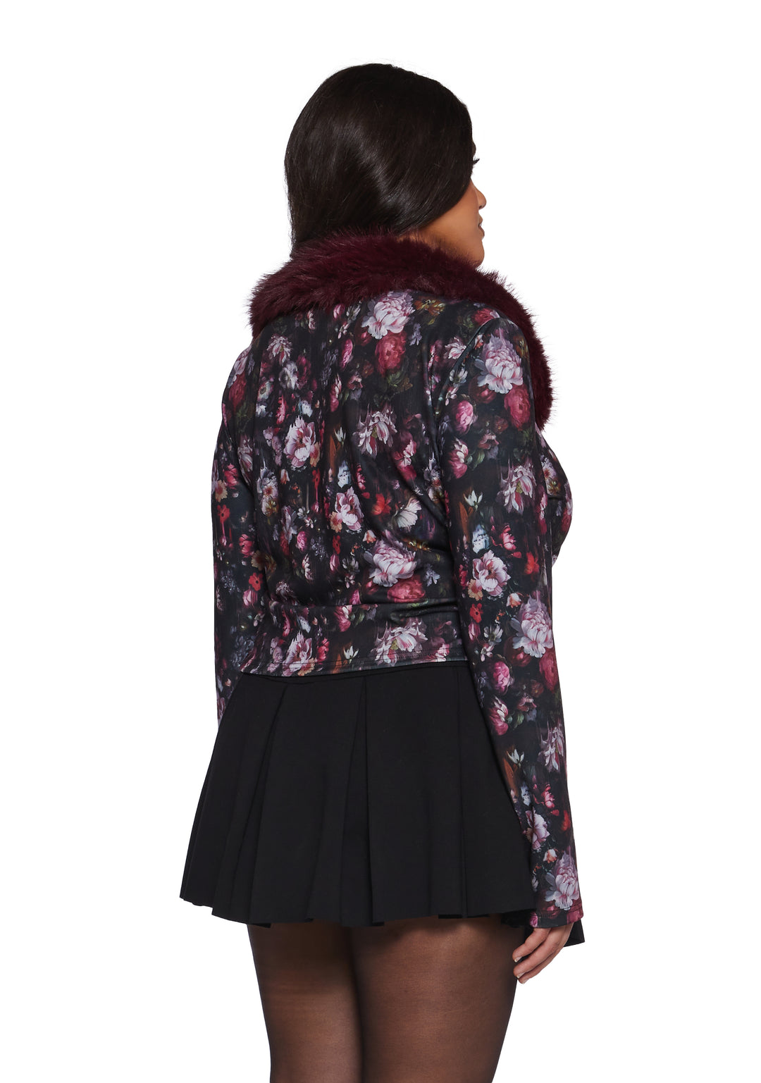 Current Mood Floral Print Cardigan With Faux Fur Trim - Multi - Image 9