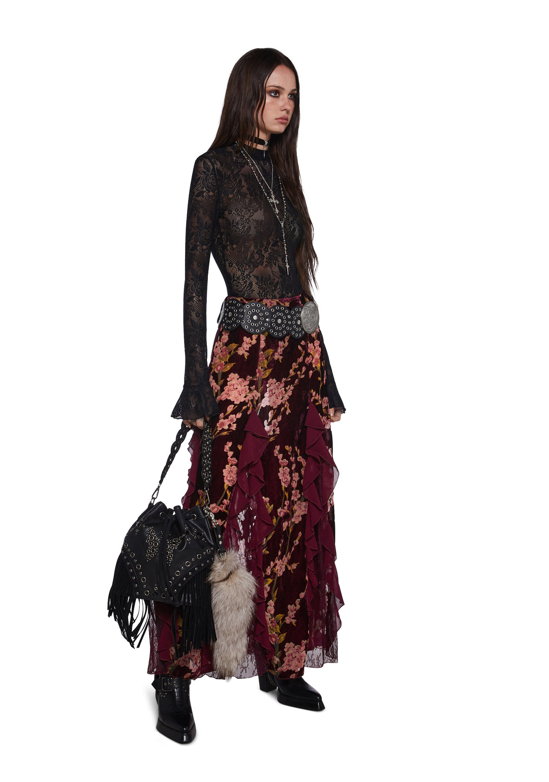 Floral Lace Bodysuit Current Mood - Black - Image 2