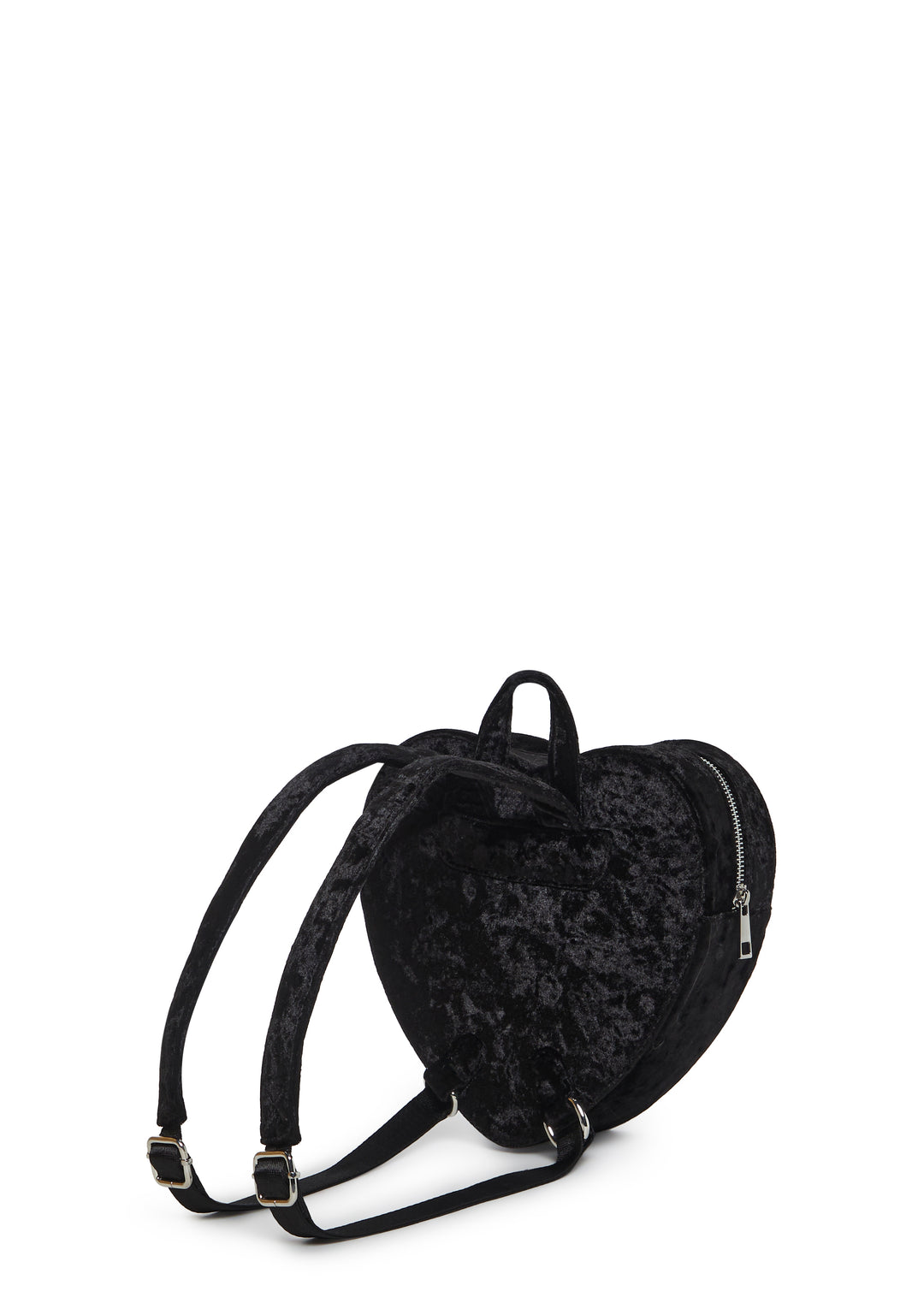 Widow Vampire Goth Velvet Heart Embroidered Ankh Batwing Vine Mini Backpack - Black - Image 4