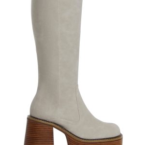 Delia's Matte Vegan Leather Knee High Platform Boots - Light Brown