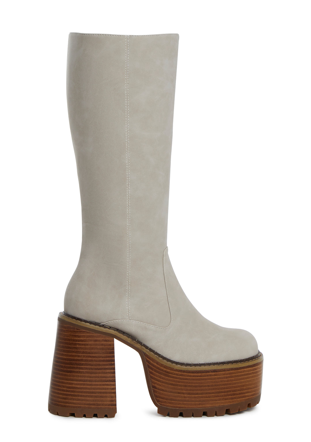 Delia's Matte Vegan Leather Knee High Platform Boots - Light Brown