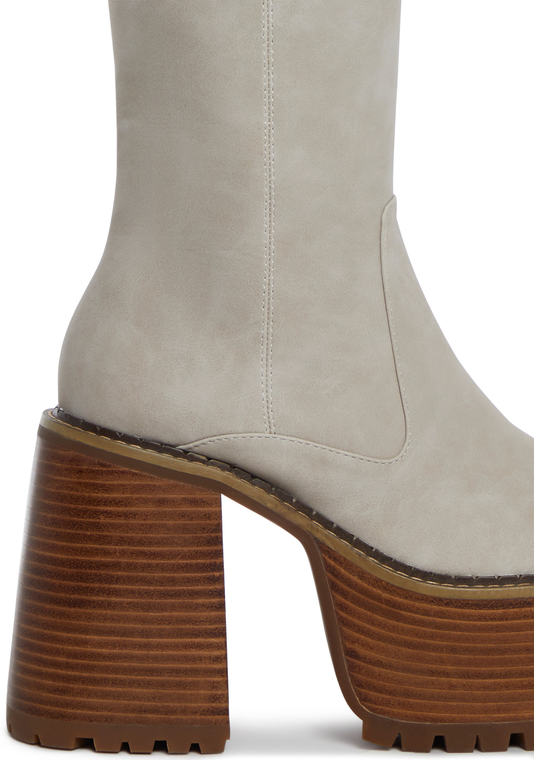 Delia's Matte Vegan Leather Knee High Platform Boots - Light Brown - Image 2