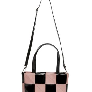 Patchwork Checkered Vegan Leather Crossbody Bag Delia's - Black/Pink
