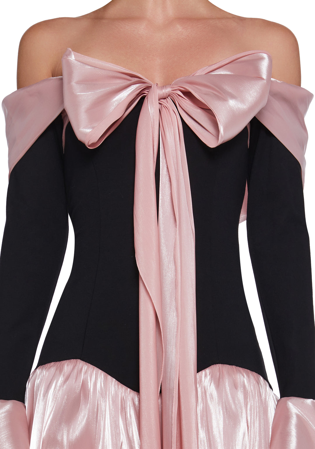 Stretchy Knit Metallic Organza Bubble Off-The-Shoulder Mini Dress Sugar Thrillz - Multi - Image 5