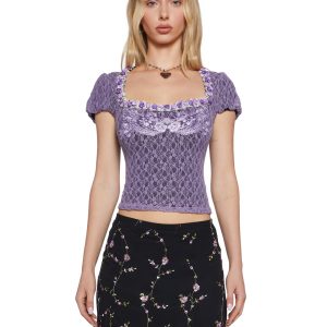 Cottage Core Princess Lace Top Sugar Thrillz - Purple