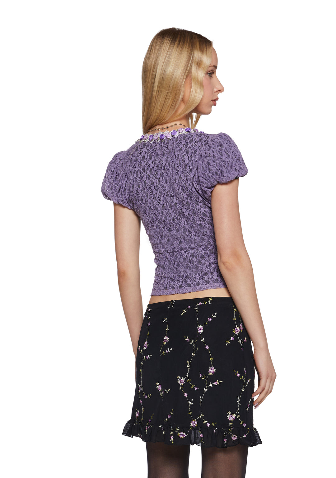 Cottage Core Princess Lace Top Sugar Thrillz - Purple - Image 4